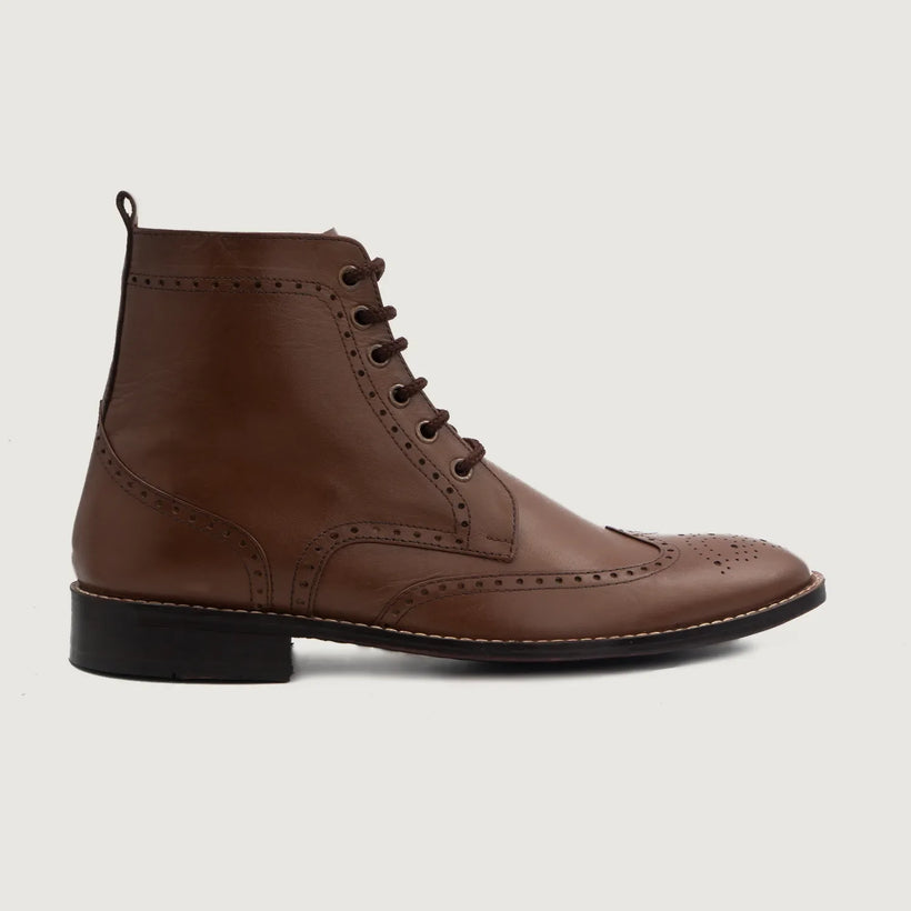 Duster Brogues Derby Brown Leather Boots