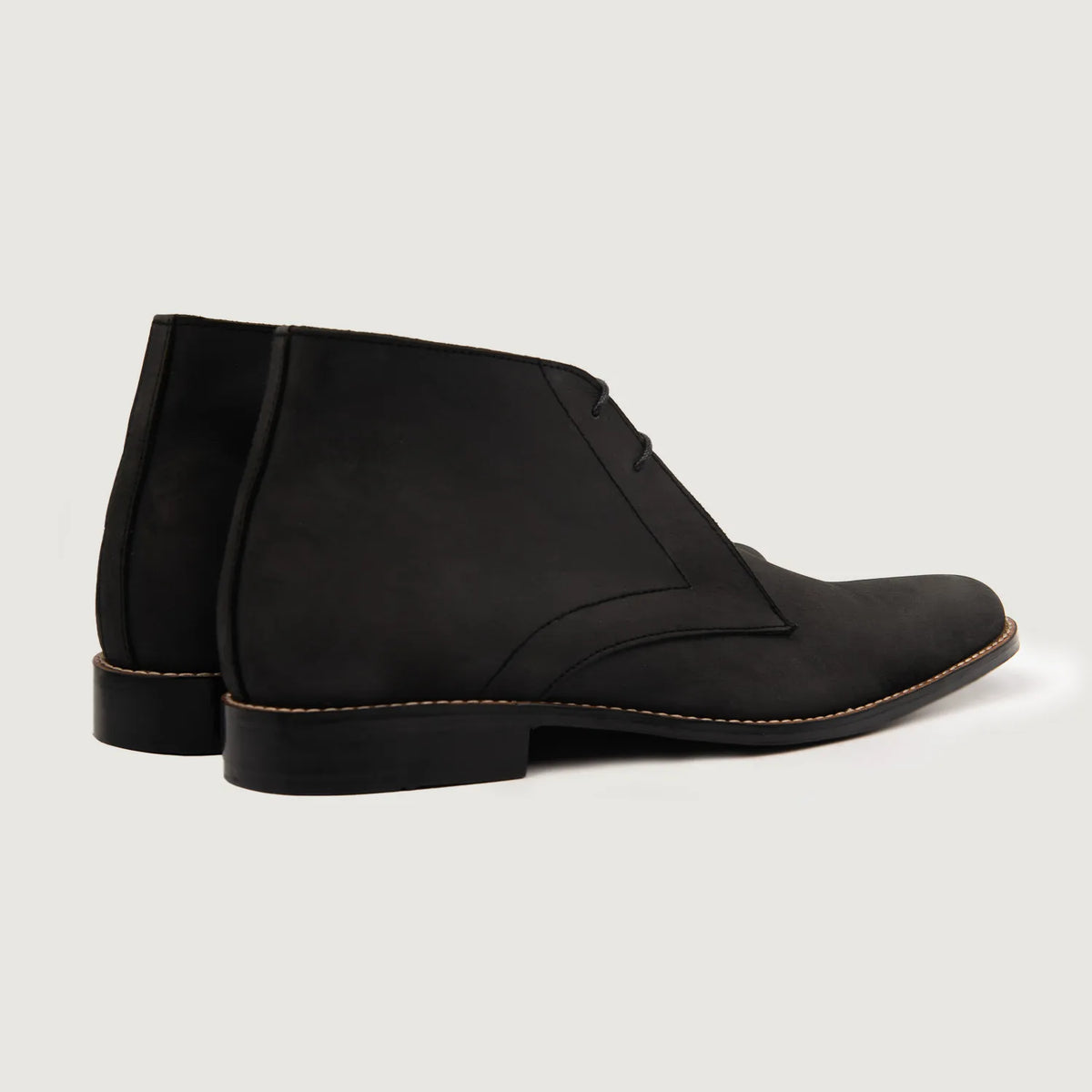 Corry Chukka Black Nubuck Leather Boots For Men - Reinforced Heel Counter & Precision Double-Row Stitching Detail