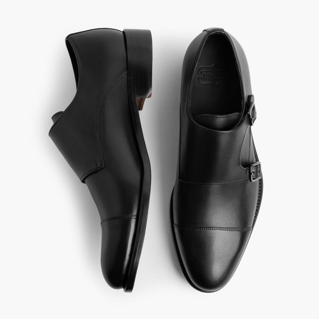 Saint Black Leather Loafers For Men - Reinforced Heel Counter & Precision Double-Row Stitching Detail
