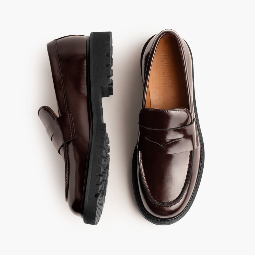 Women's Penny Burgundy Leather Boots - Reinforced Heel Counter & Precision Double-Row Stitching Detail