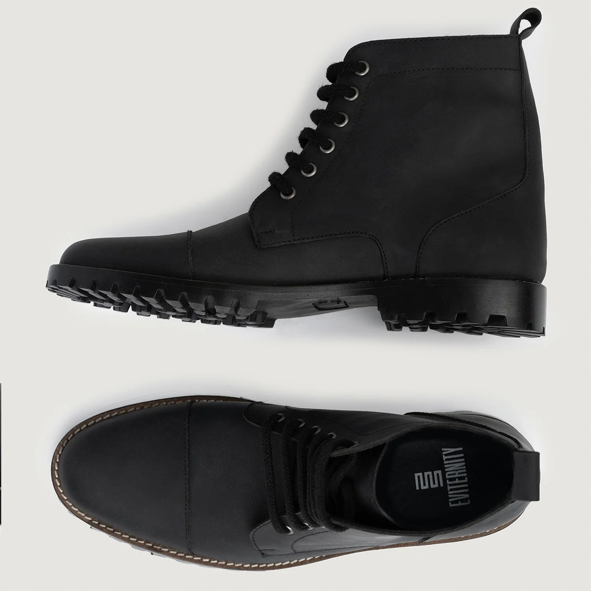 Knight Derby Black Matte Nubuck Leather Boots - TerraGrip - Reinforced Heel Counter & Precision Double-Row Stitching Detail