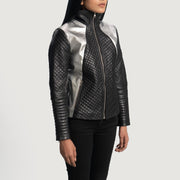 
Black Sheepskin Leather Biker Jacket - Back View Showing Tailored Shoulder Fit & Clean Hemline