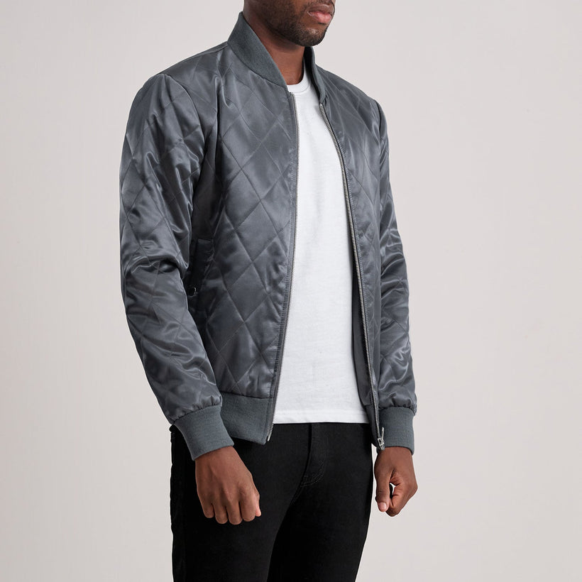 Danson Quilted Grey Varsity Jacket