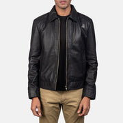 
Men's Inferno Brown Leather Jacket in Distressed Brown Sheep Skin Burnishing - Front Profile View & Tailored Silhouette | Buy Online