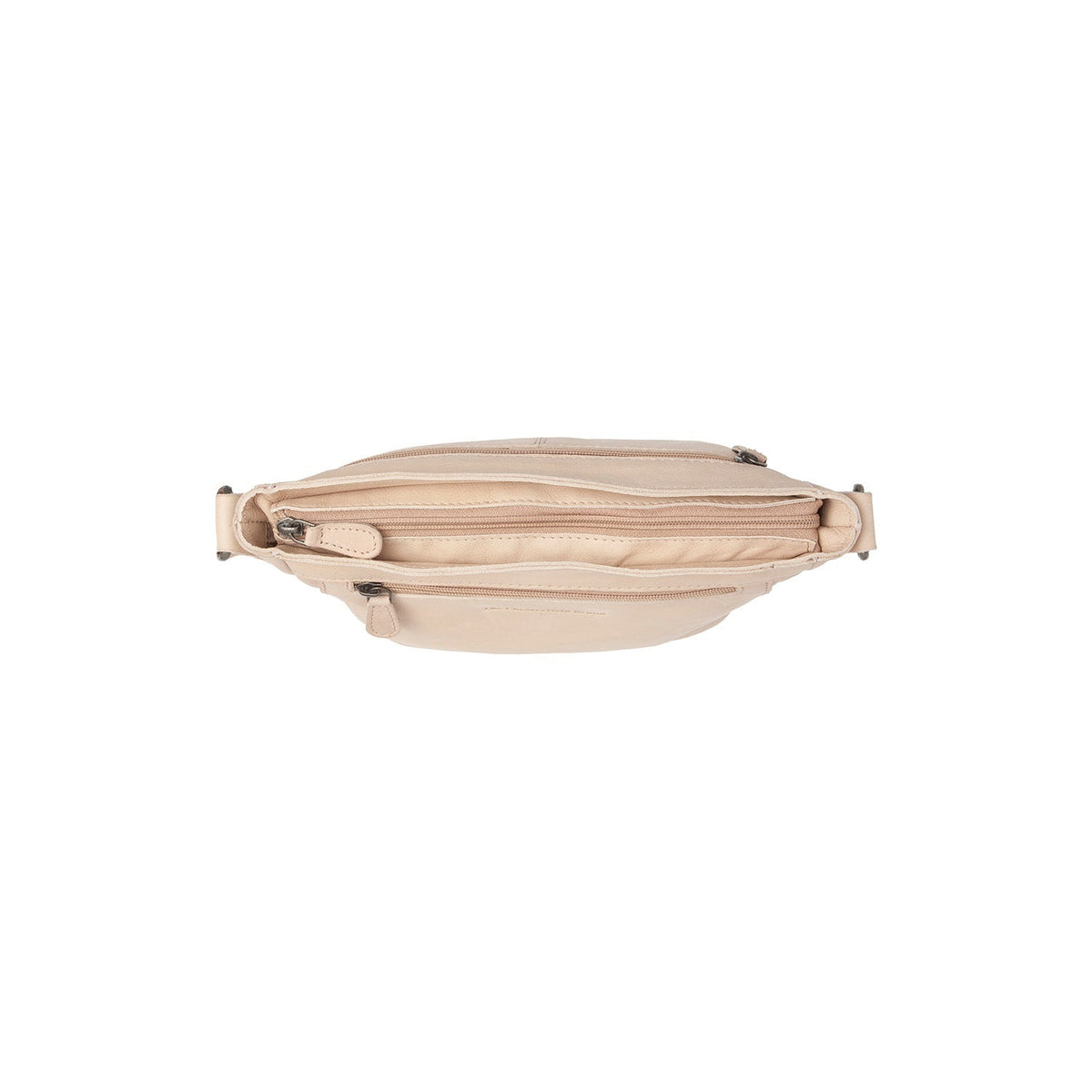 
Solid Antique Brass Hardware & Heavy-Duty Dual Zipper Detail on Aston Full-Grain Leather Crossbody Bag