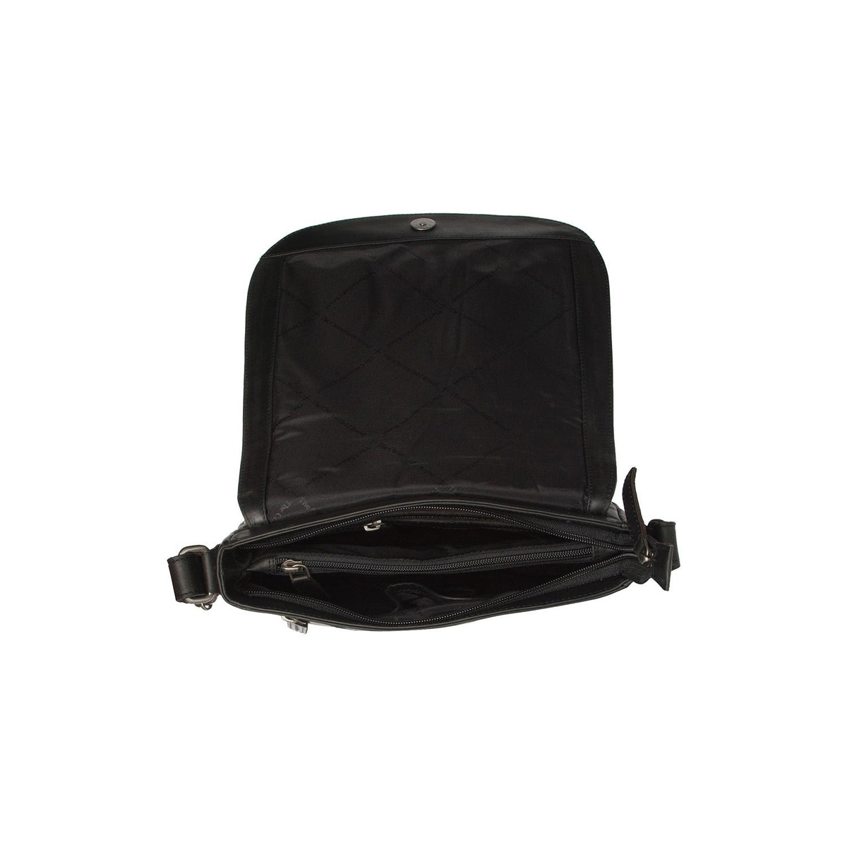 
Everglades Full-Grain Leather Crossbody Bag - Structured Side Profile Showing Gusset Depth & Expansion Capacity