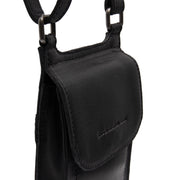 
Nebra Full-Grain Leather Phone Bag - Lateral Side Profile View Showing Sleeve Cut & Athletic Taper Fit