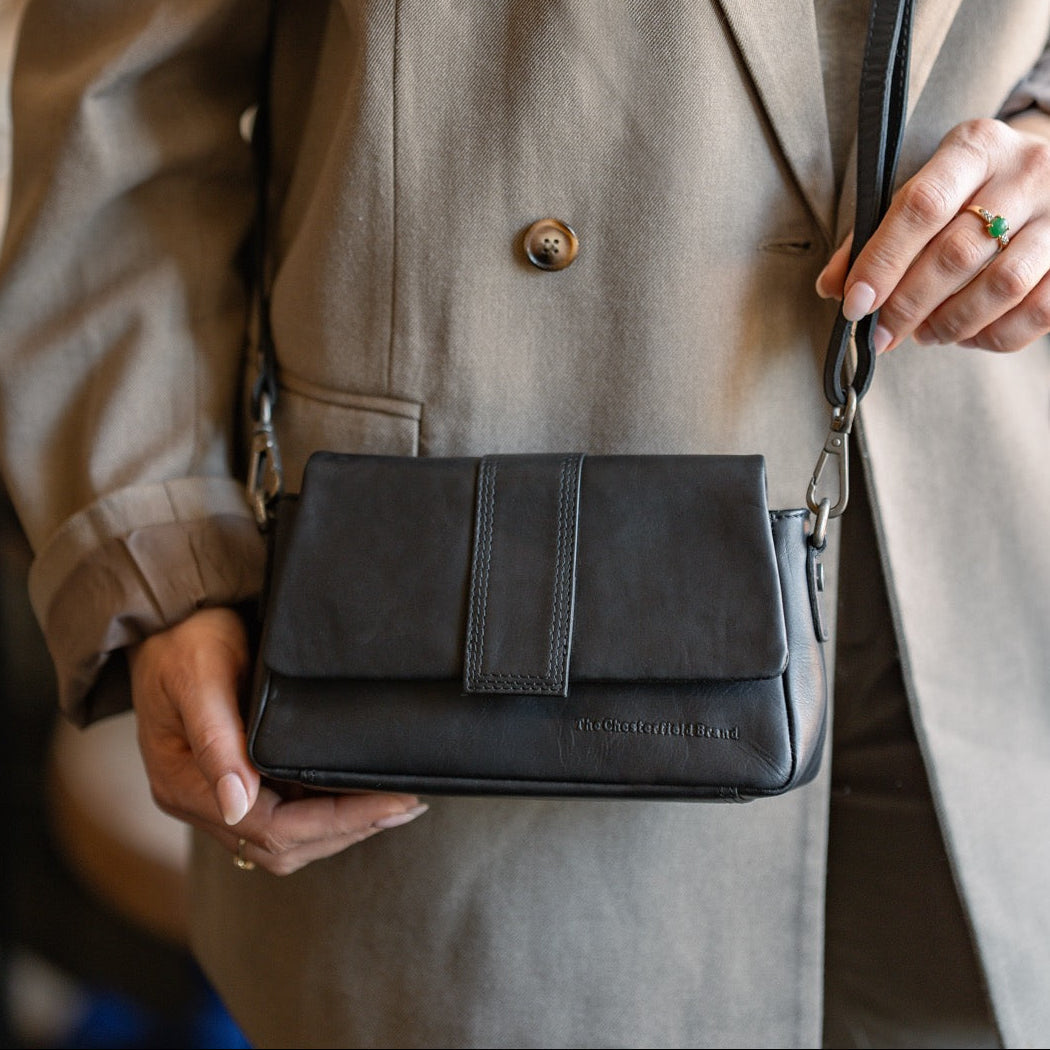 
Classic 100% Full-Grain leather Bag - Rear Perspective Showing Reinforced Leather Straps & Stitching