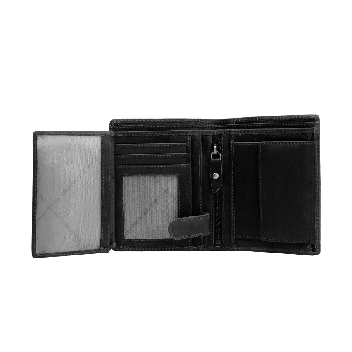 
Classic 100% Full-Grain leather Wallet - Rear Perspective Showing Reinforced Leather Straps & Stitching
