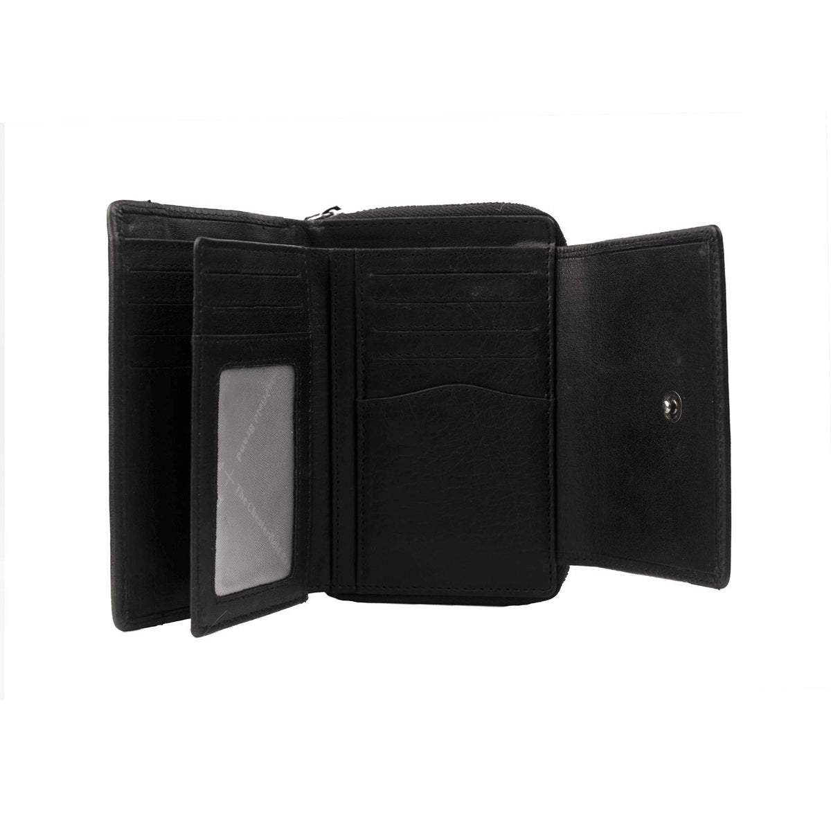 Solid Antique Brass Hardware &amp; Heavy-Duty Dual Zipper Detail on Hanoi Full-Grain Leather Wallet