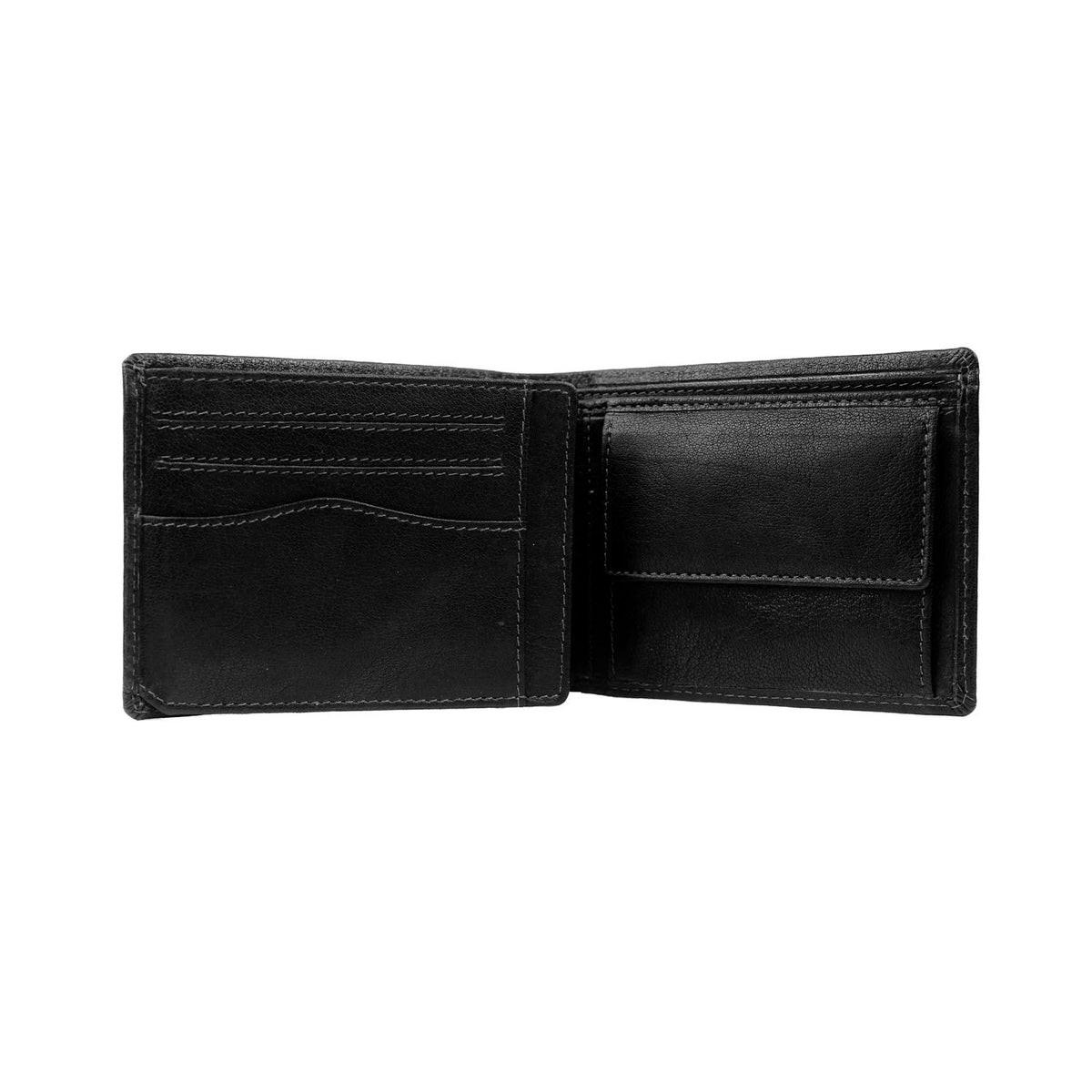 Classic 100% Full-Grain leather Wallet - Rear Perspective Showing Reinforced Leather Straps &amp; Stitching