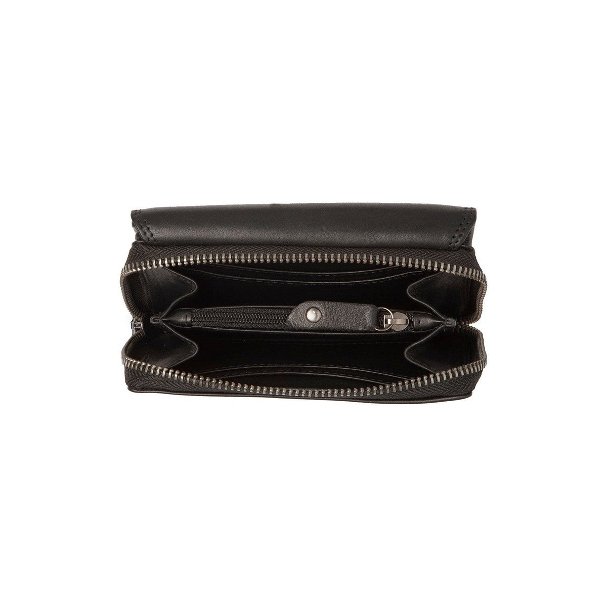 
Solid Antique Brass Hardware & Heavy-Duty Dual Zipper Detail on Salviano Full-Grain Leather Wallet