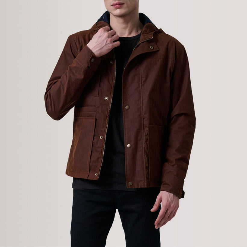 Marlo Brown Canvas Hooded Work Jacket